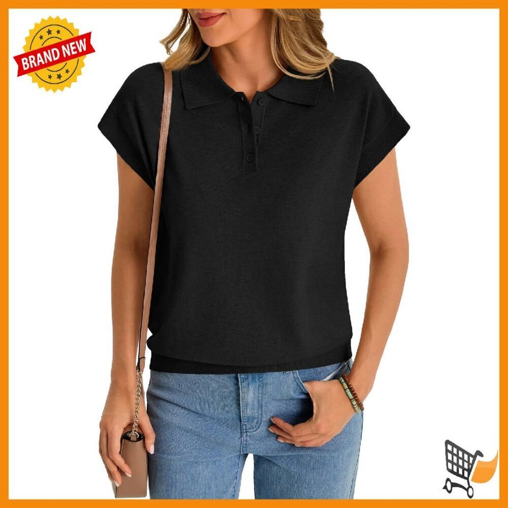 Sleeveless Polo Knit Sweater Vest, Business Casual Top, Lightweight